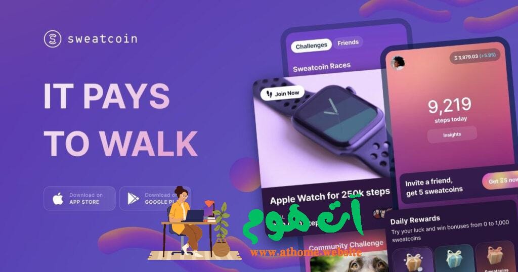 Sweatcoin-Pay-To-Walk-1024x538 تطبيق Sweatcoin: كسب المال من المشي